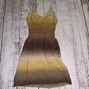 Unbranded Gradient Metallic Crochet Knit Ombre Spaghetti Strap Mini Dress